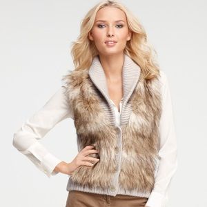 Ann Taylor Faux Fur Chunky Knit Vest size S